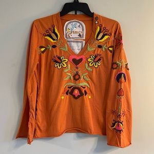 Joystick by Johnny Was Long Sleeve Embroidered Blouse - Size Large